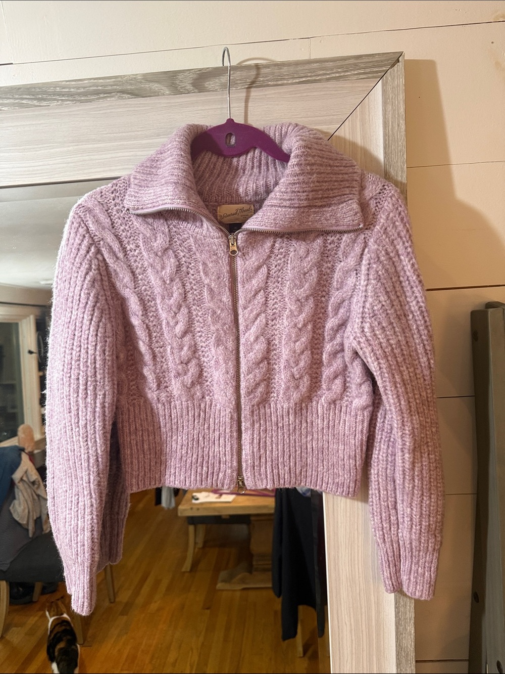 Universal Thread Pink Cable-Knit Zip Cardigan Sweater